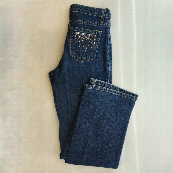 Rhinestone Embellished Blue Jeans for Ladies & Young Adults - Picture 1 of 8